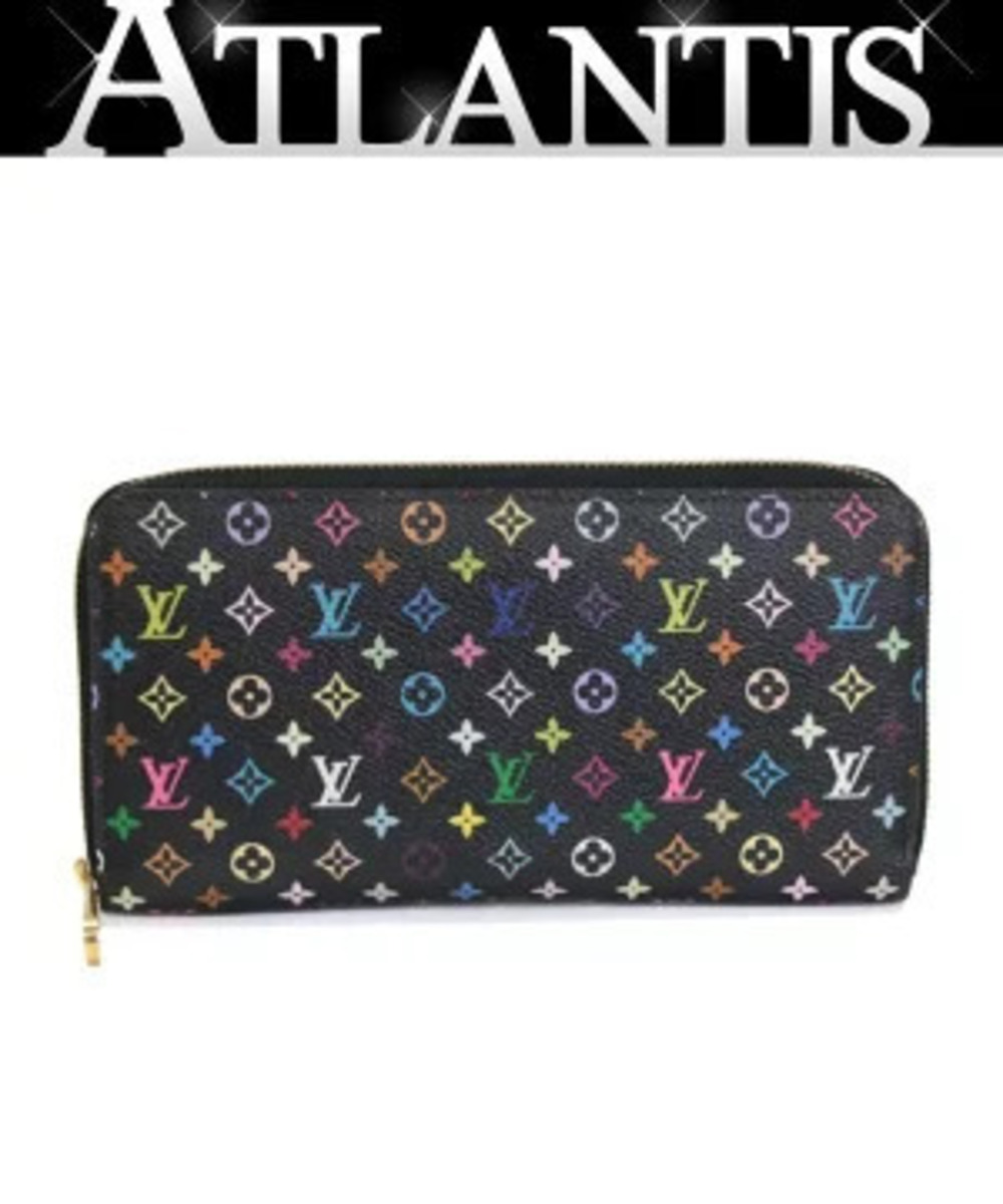Louis Vuitton Zippy Wallet Round Zipper Long Multicolor Black
